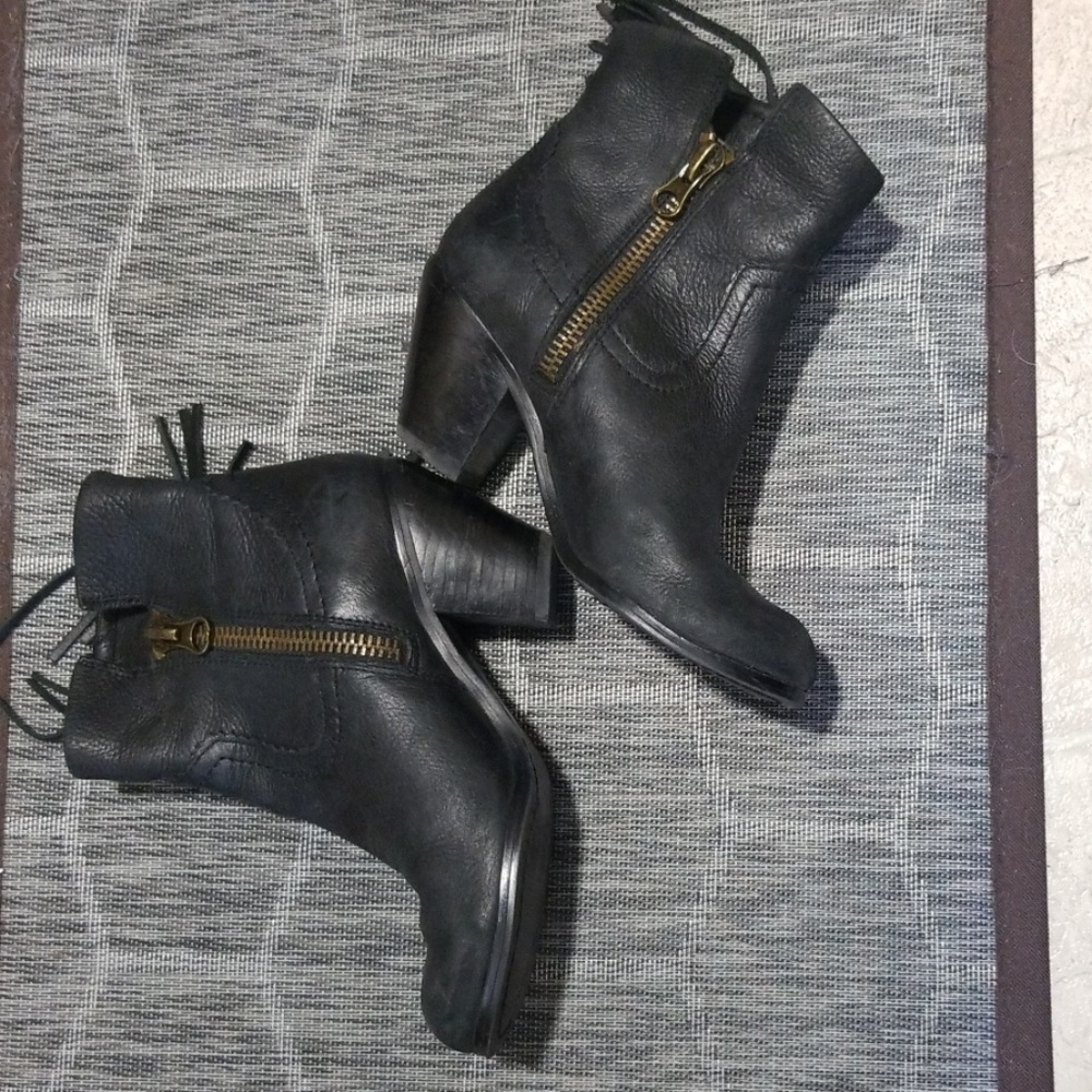Sam Edelman Black Leather Fringe Booties - Picture 4 of 7